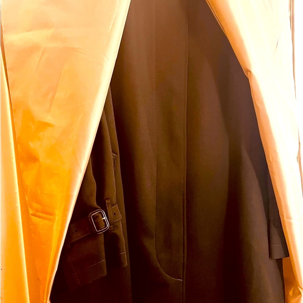 BURBERRY CHOCOLATE BROWN WOOL COAT  XL ZIPOUT LINING EXCELLENT &  GARMENT BAG - Picture 16 of 17